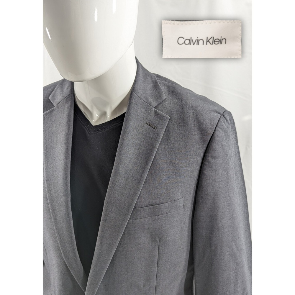Calvin KIlein Blazer Sports Suit Jacket 42R Slim Fit Wool Poly Blend Charcoal